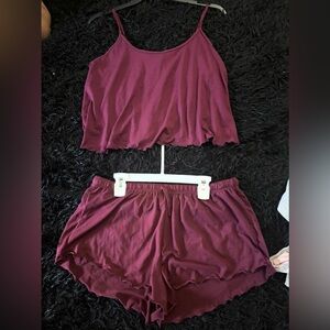 Burgundy Tank Top and Shorts Set